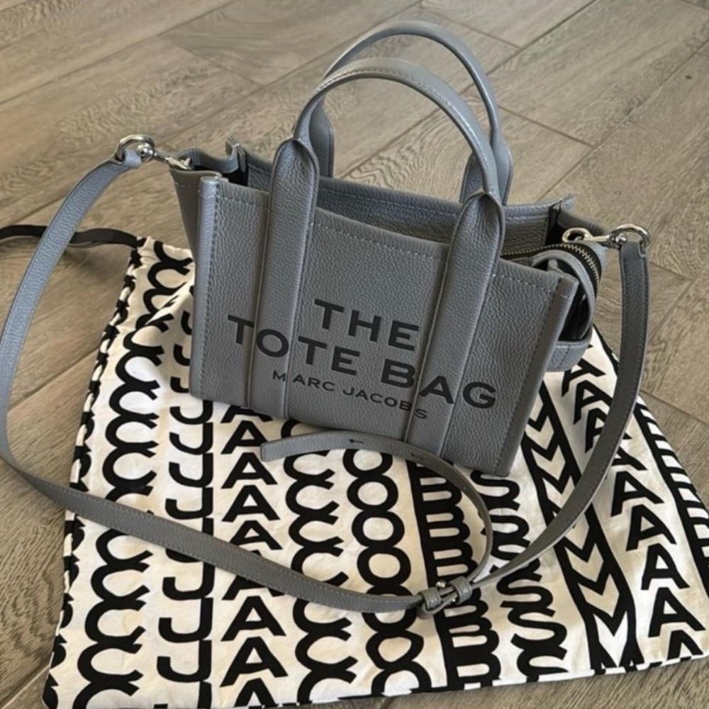 Marc Jacobs The Tote Bag Small Gray Leather Crossbody Handbag